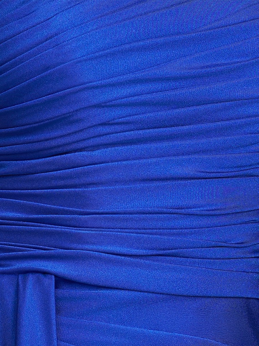 Royal Blue - Sheath One Shoulder Pleated Satin Homecoming Dress with Drape