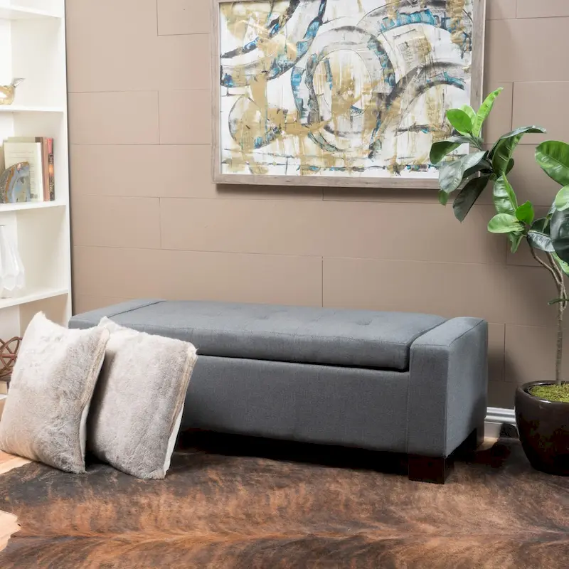 Modern Upholstered Storage Bench for Living Room Entryway