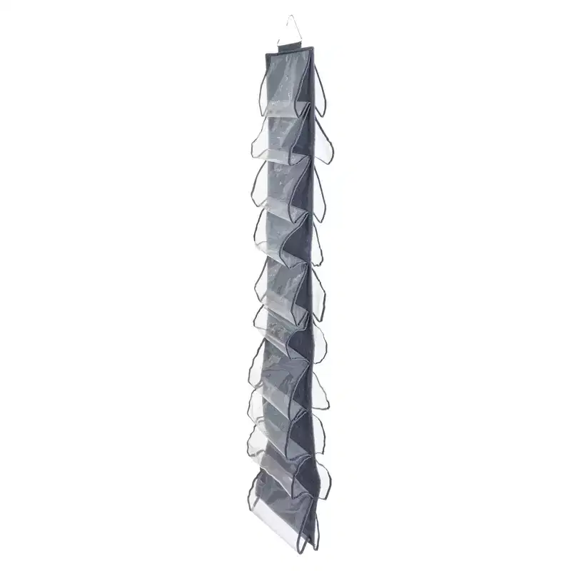 Over-the-Door Cotton Blend and Plastic Shoe Organizer with 20 Storage Pockets, Denim