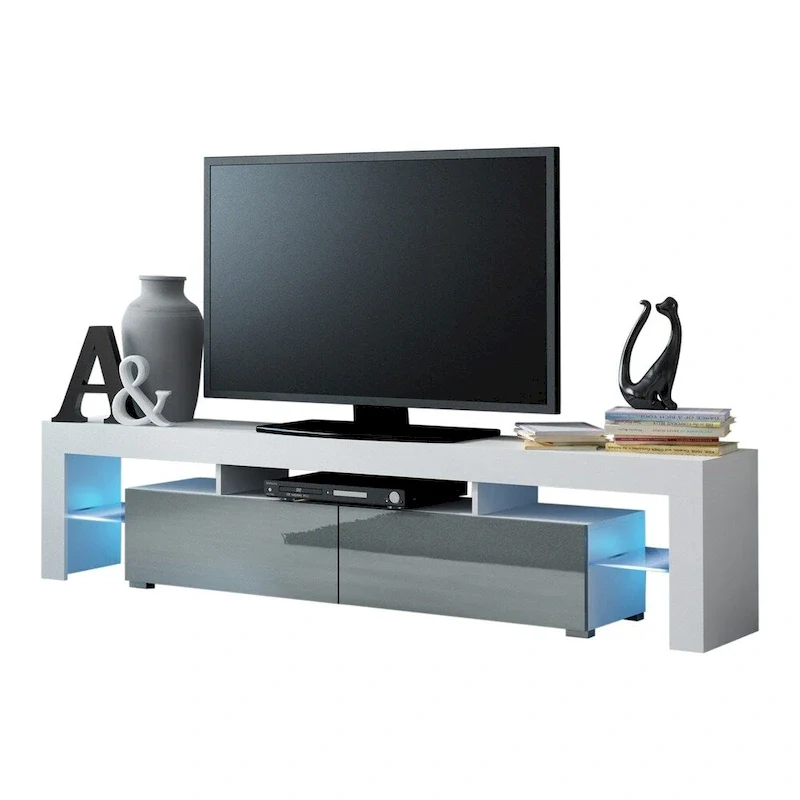 White 79-Inch TV Stand with LED Lights