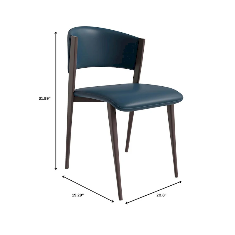 Dining Chair - Black Leather - Metal Legs