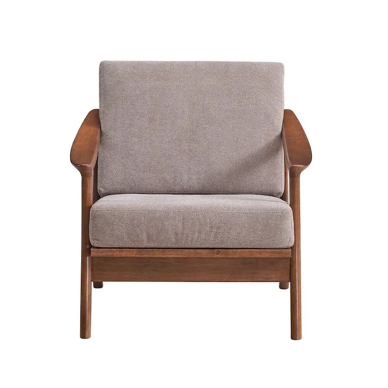 Wooden Accent Chair with Removable Cushion in Light Brown and Brown