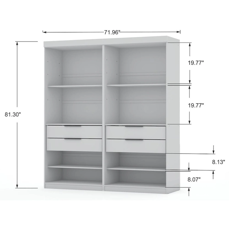 Mulberry 2 Sectional Modern Wardrobe Closet with 4 Drawers