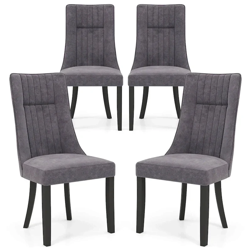 Costway Channel Tufted Dining Chairs Set of 2/4 with High Backrest