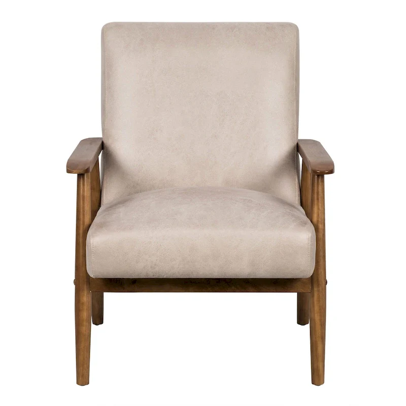 Wood/ Leather-look Microfiber Padded Seat Chair