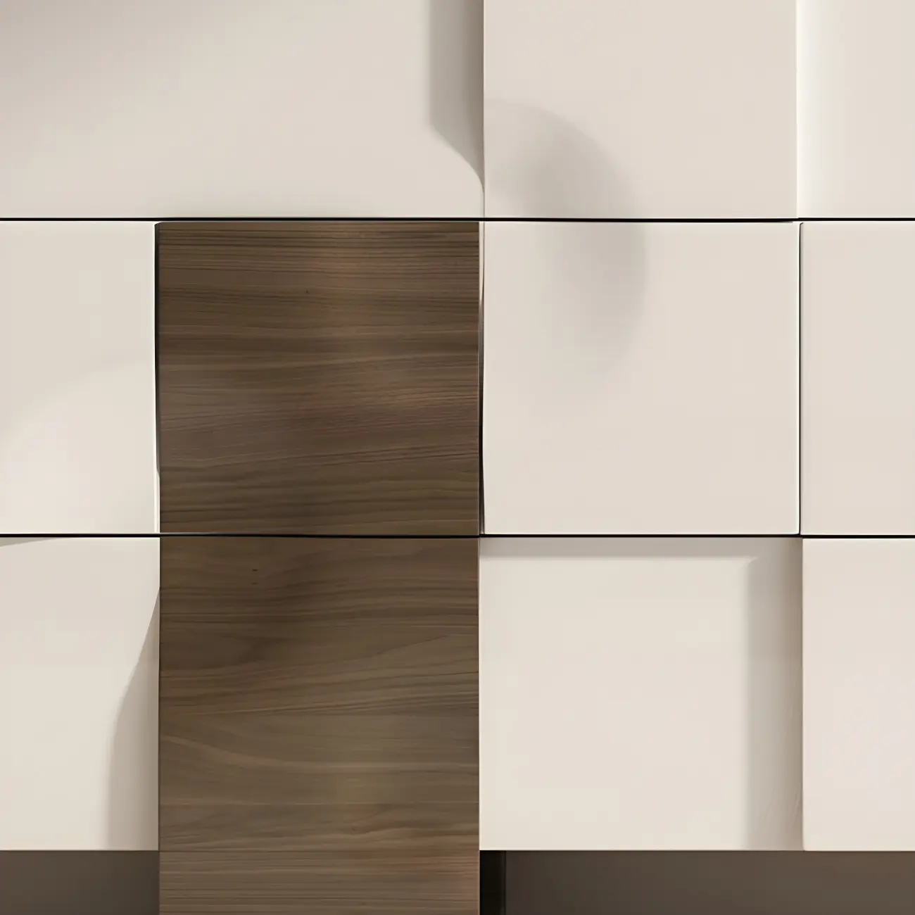 Unique White Wooden Dresser with Irregular Surface