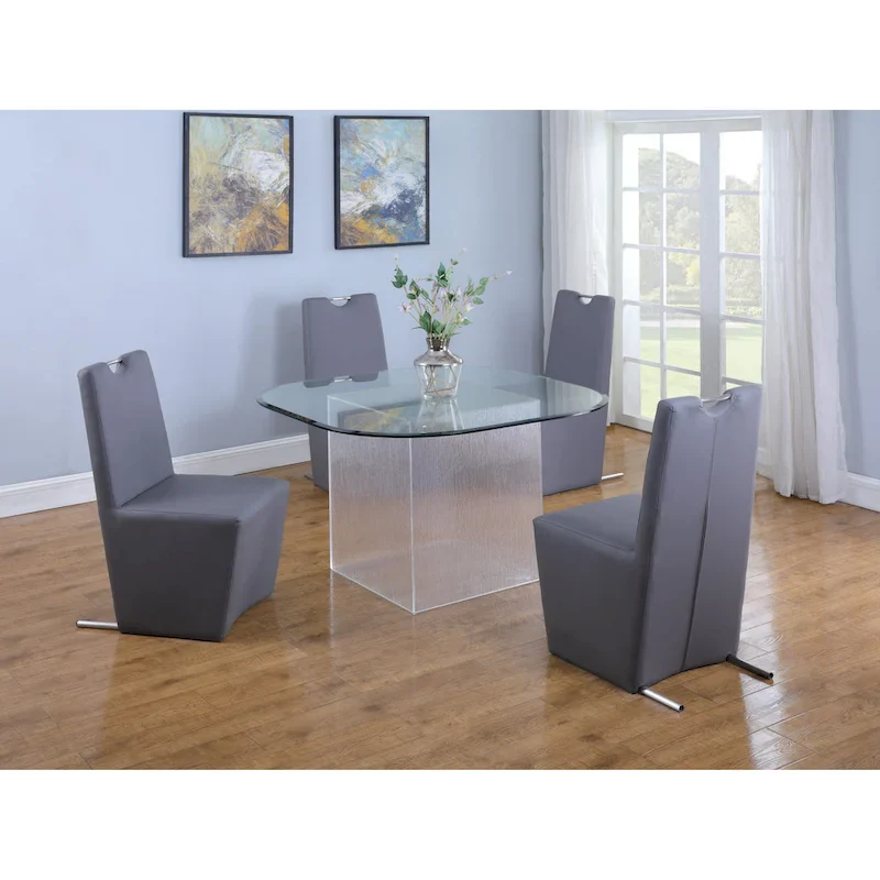 Surfboard Clear Glass Top Dining Table