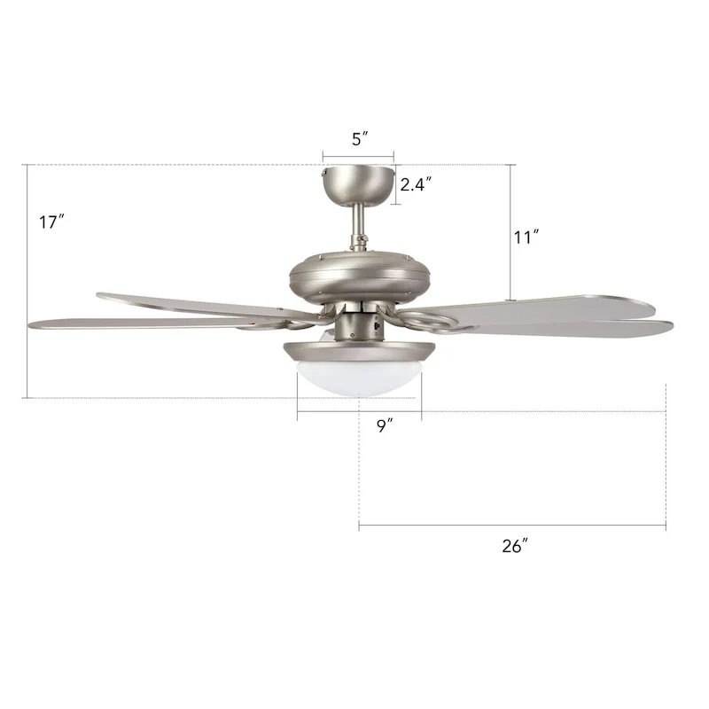 CO-Z 52  5-Blade Reversible Ceiling Fan with LED Light and Remote