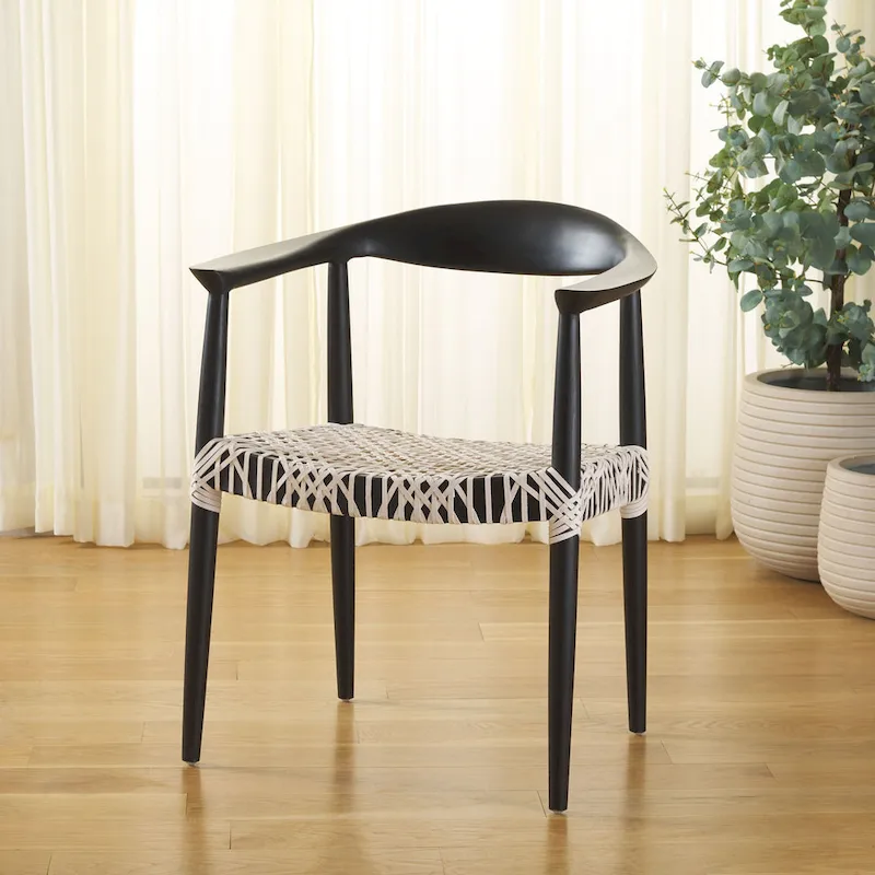 SAFAVIEH Trix Bandelier Black Dining Arm Chair - 24.8 x 18.9 x 30.7 - 25W x 19D x 31H