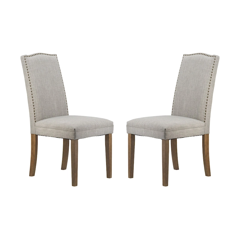 Arched Back With Nail Head Wooden Dining Chairs 39.5 Gray Brown 2Ct