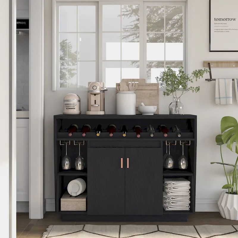 Contemporary Black 47-inch 4-shelf Dining Buffet