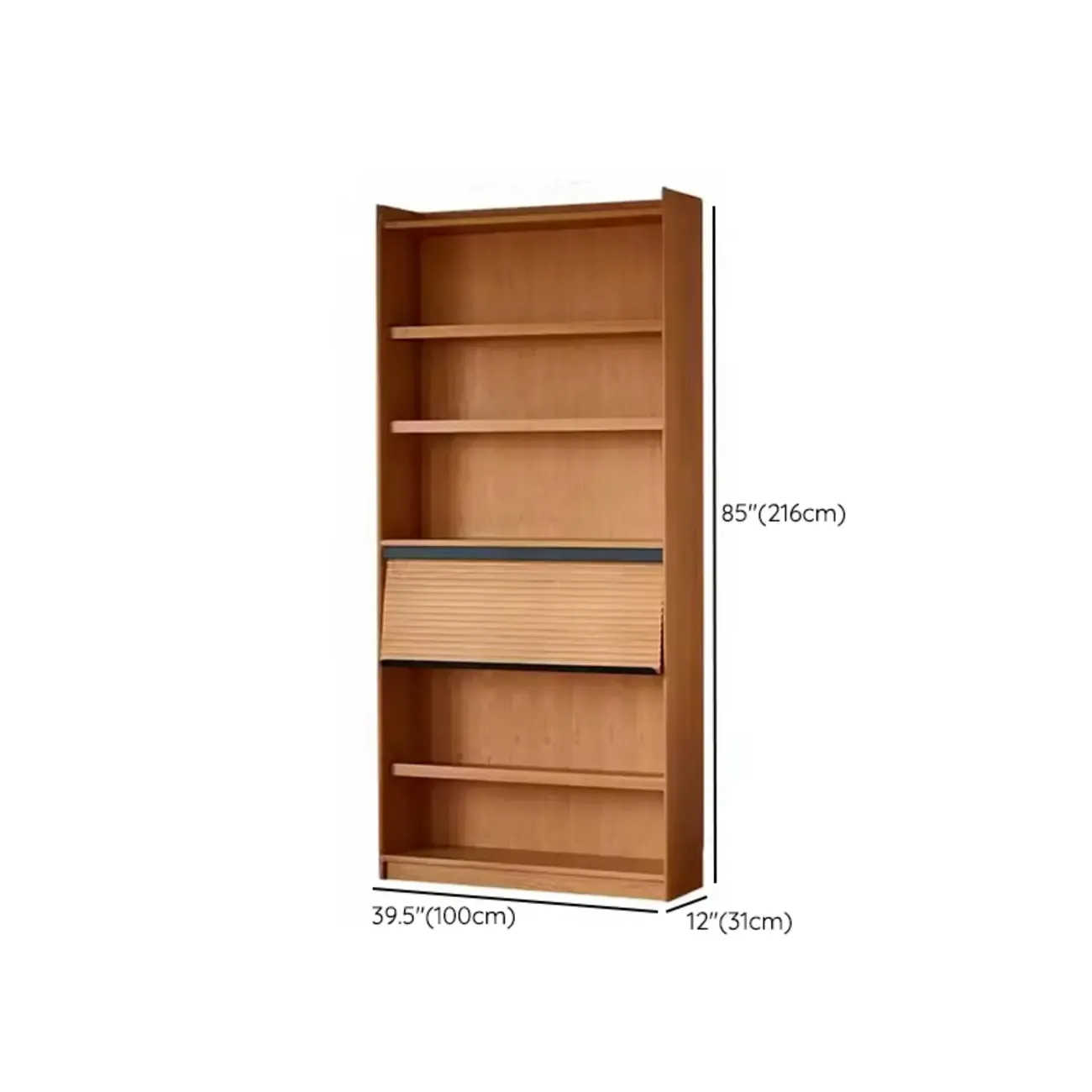 Adjustable Solid Wood Brown Display Cabinet with Light