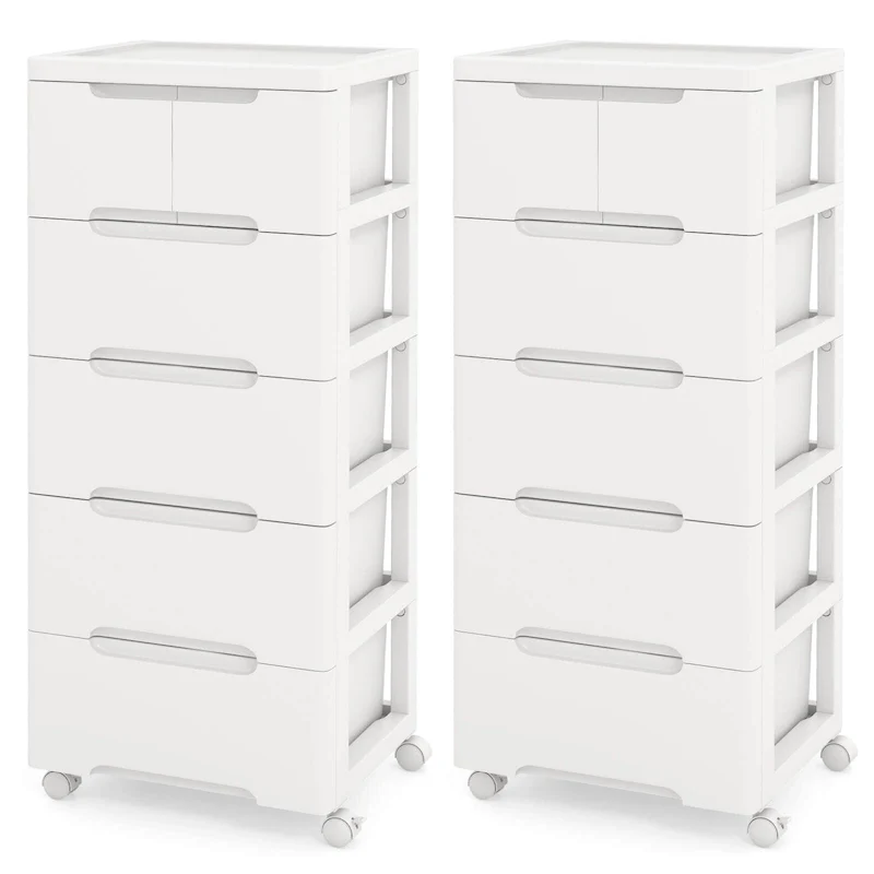 2 PCS 6-Drawer Plastic Rolling Storage Cart with 4 Universal Wheels - See Details