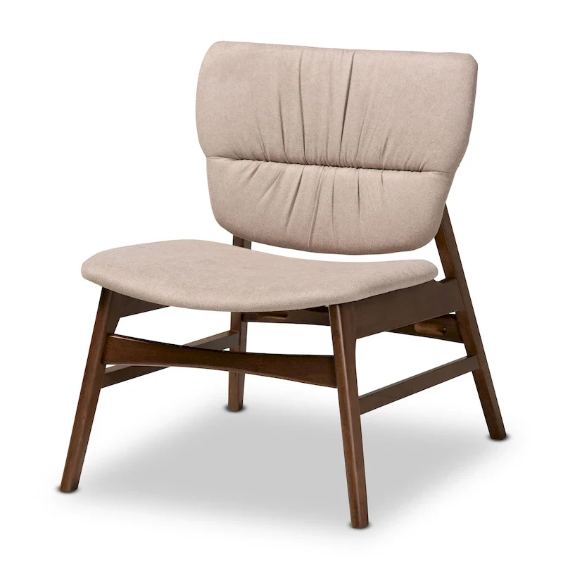 Beige / Grey Mid-Century Accent Chair, Single Seat
