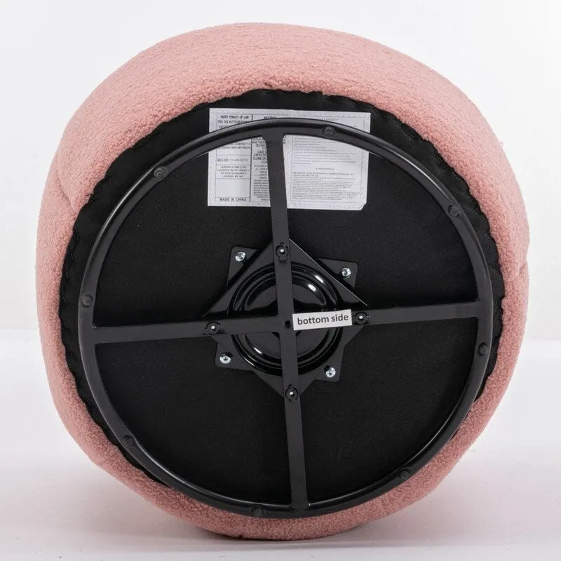 Teddy Fabric Swivel Accent Barrel Chair With Powder Coating Metal Ring