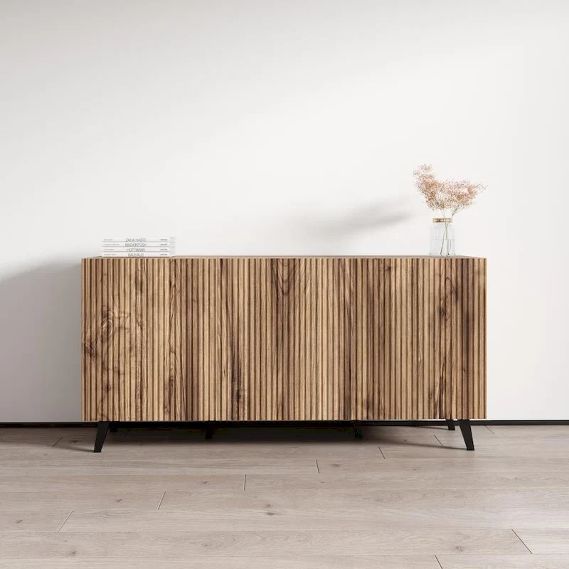 Oak / White / Black 3D Matte Sideboard, Single Unit