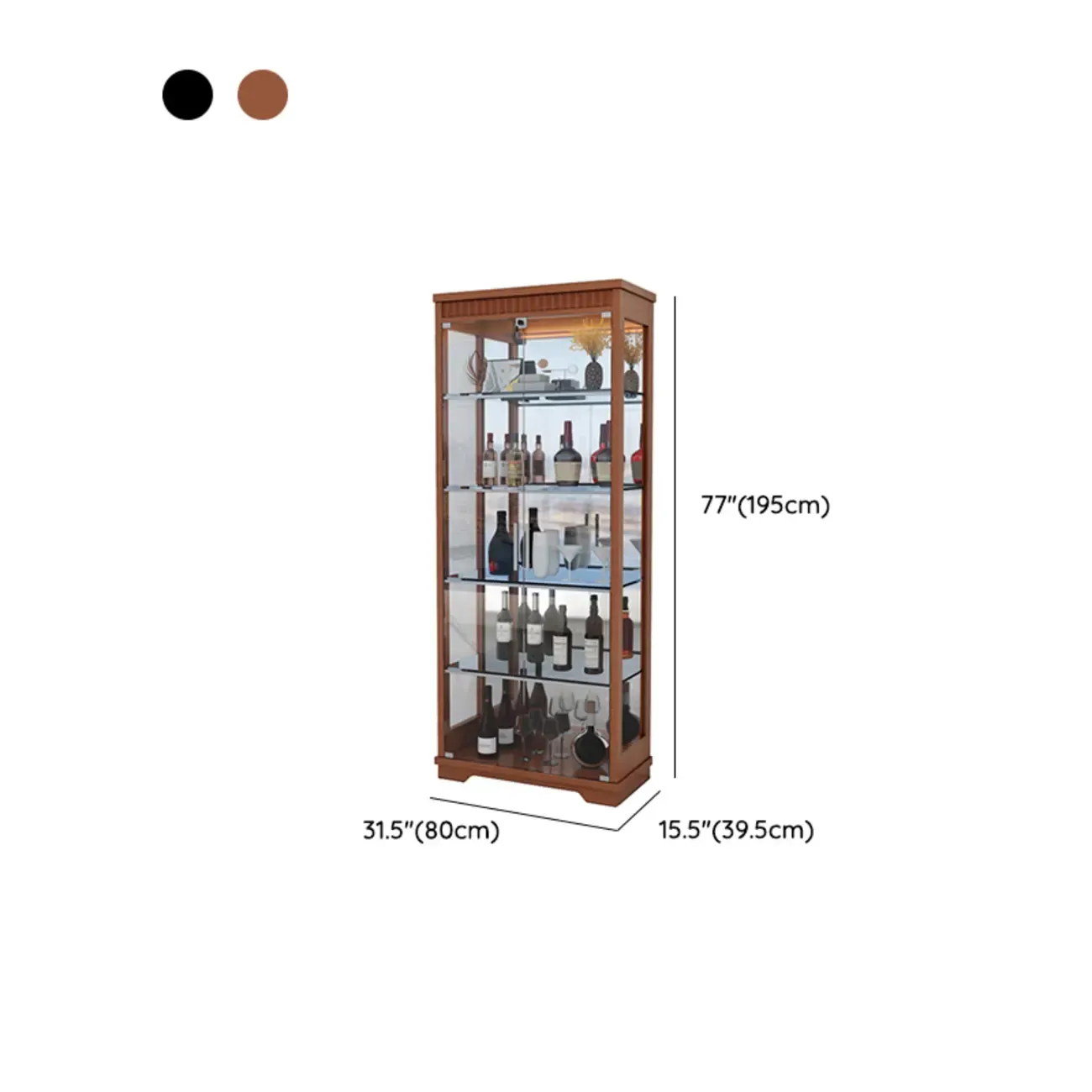 Modern Natural Wood Wine Rack with Glass Shelf