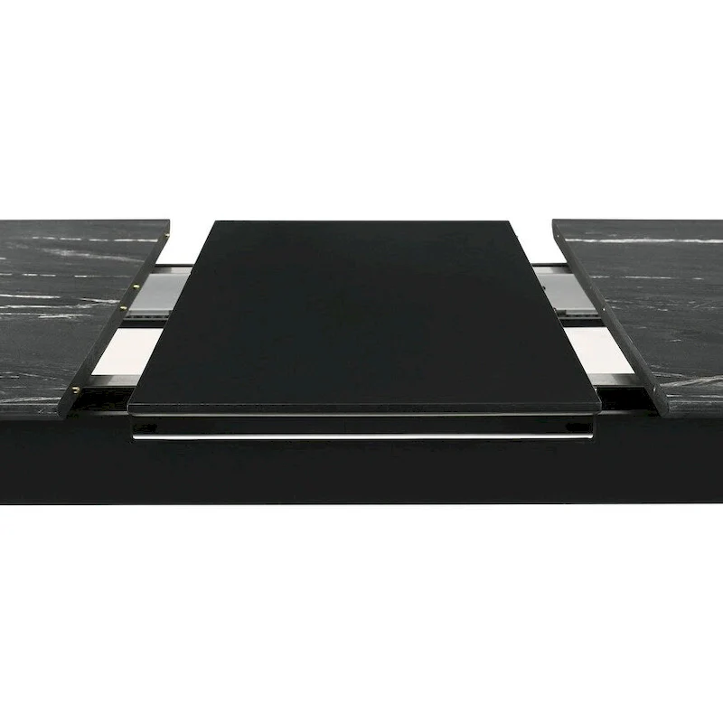 Rectangular Dining Table with Extension Leaf and Faux Marble Finish Top