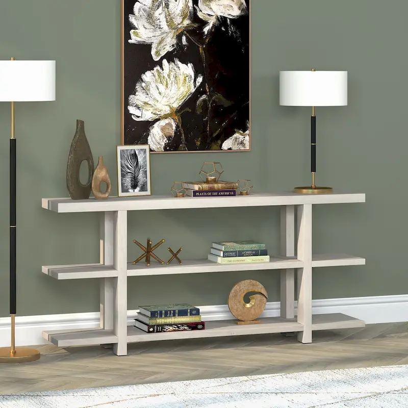 Rectangular Console Table with Storage Shelf