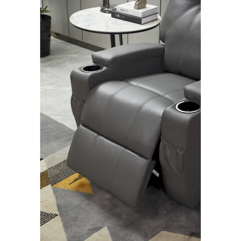 Recliner Chair Modern Recliner Sofa Faux Leather Recliners with Cup Holders, Remote Control