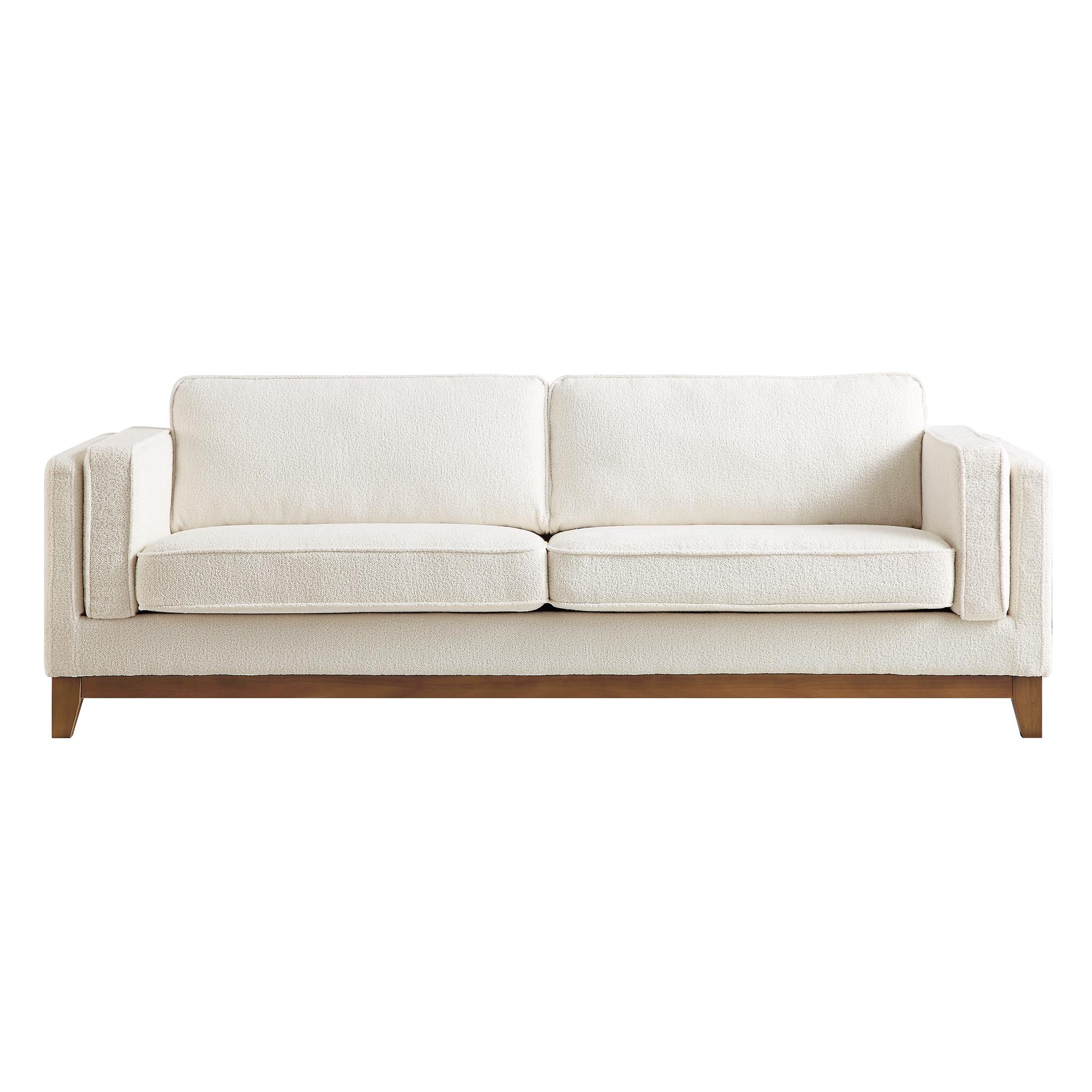 Beige Boucle Fabric Sofa, 3-Seater