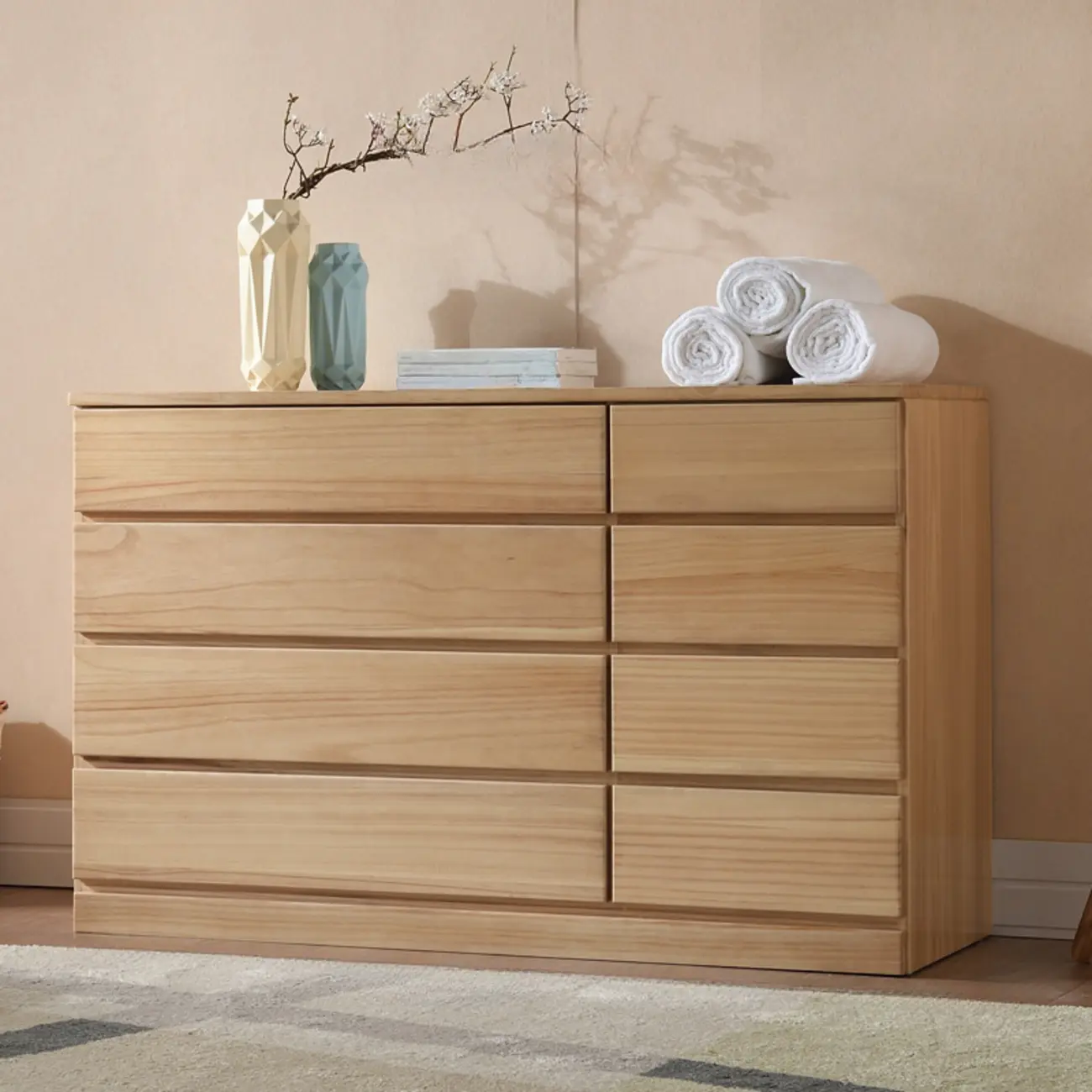 Classic Wooden Double Dressers with 7-Drawer
