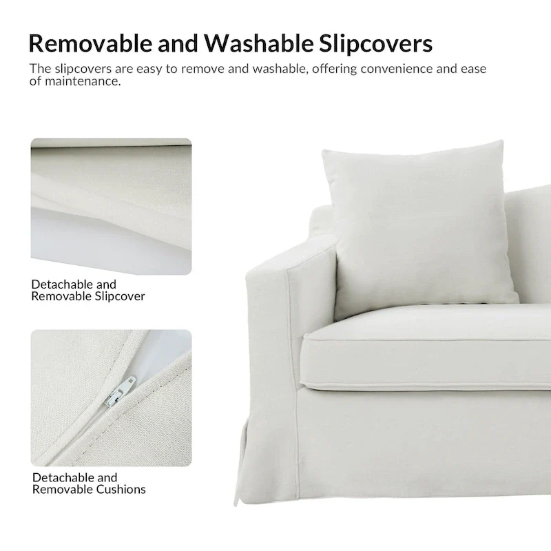 Antonio Transitional 83.5 Slipcovered Sofa with Curved Back by HULALA HOME