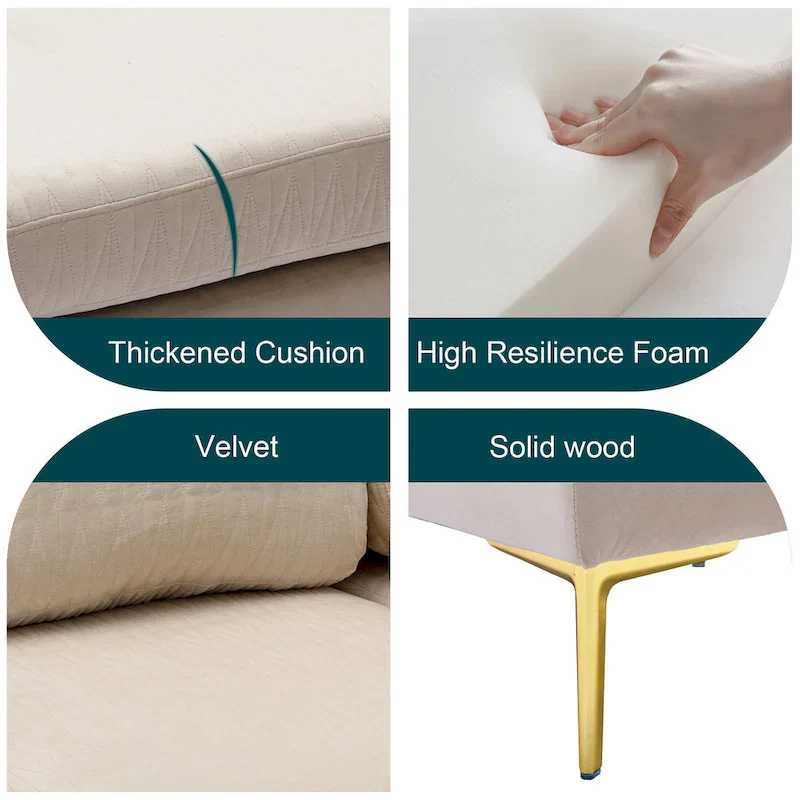 Velvet U-shaped modular detachable sectional sofa