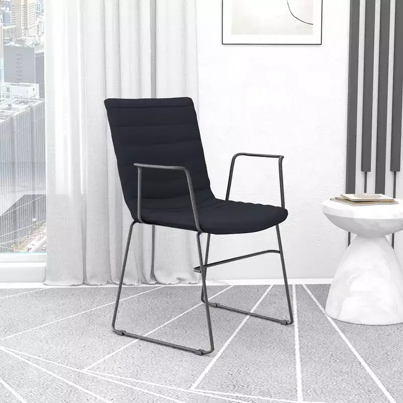 LeisureMod Ergonomic Office Chair Upholstered in Leather/Polyester with Powder-Coated Stainless Steel Frame Padded Seat and Back Zylar Collection