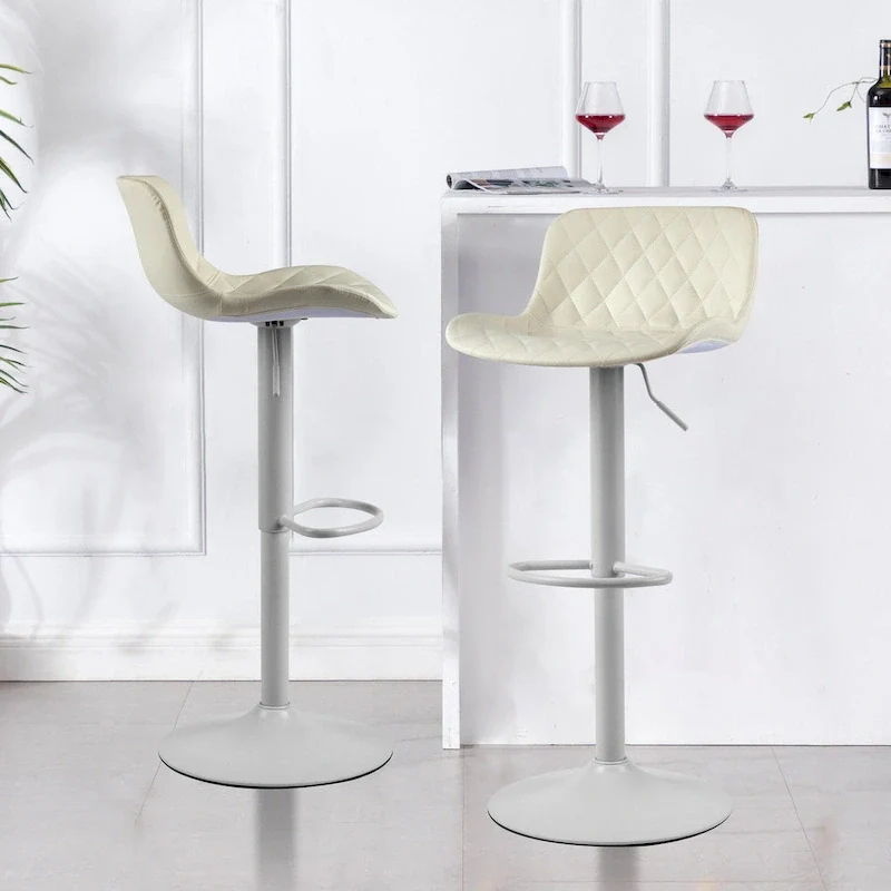 Faux Leather Adjustable Barstools Upholstered Counter Bar Pub Height Stools