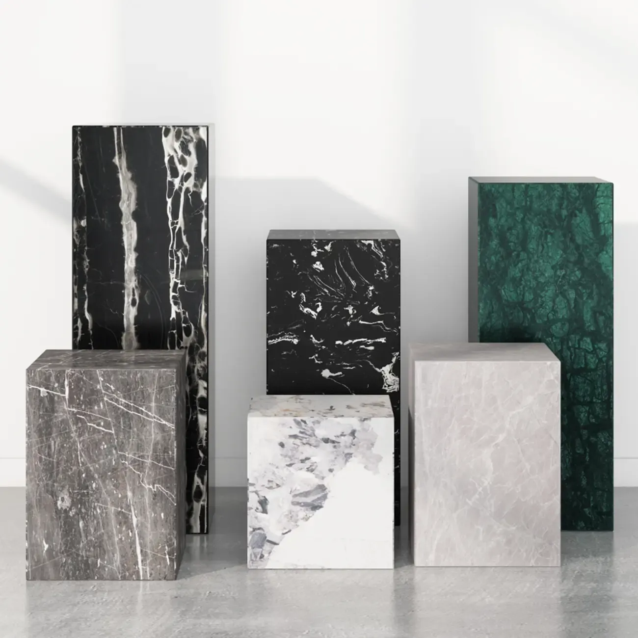 Minimalist Marble Square Block End Table