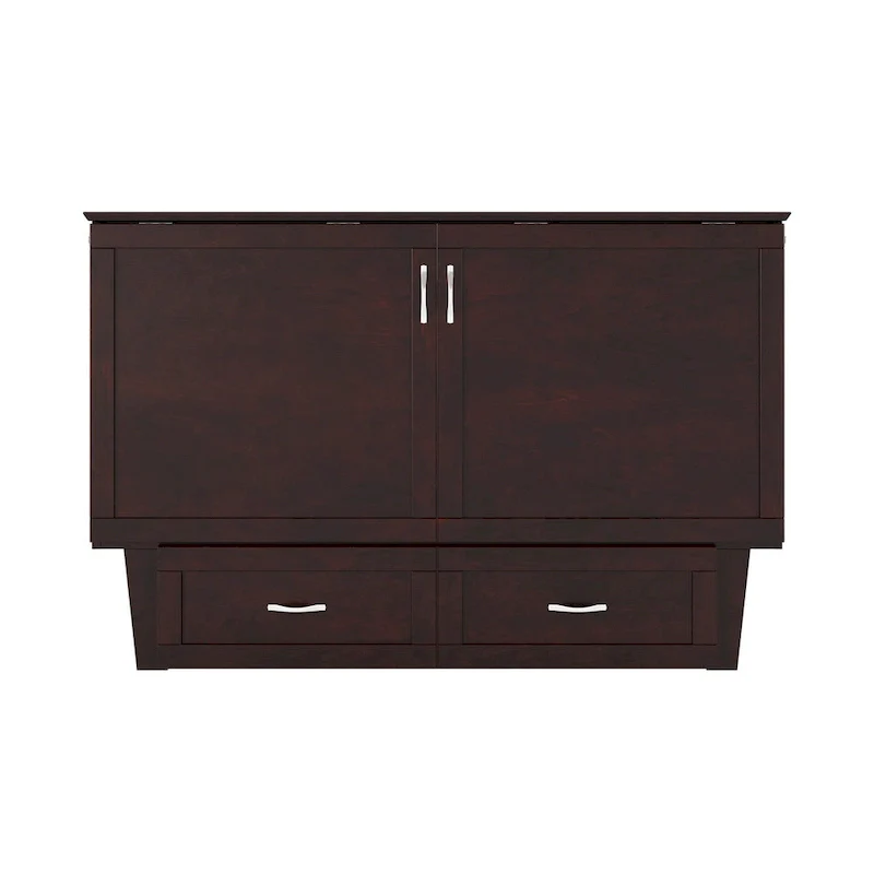 Grey / White / Espresso Queen Murphy Bed Chest with Mattress – Sleeps 2