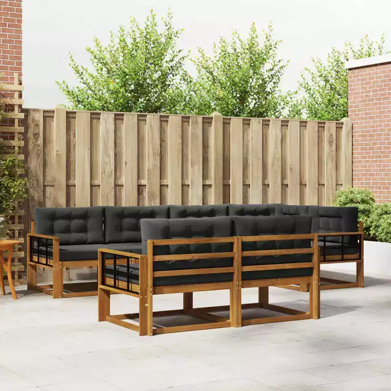 vidaXL Outdoor Sofa Set with Cushion 7 pcs Natural and Anthracite