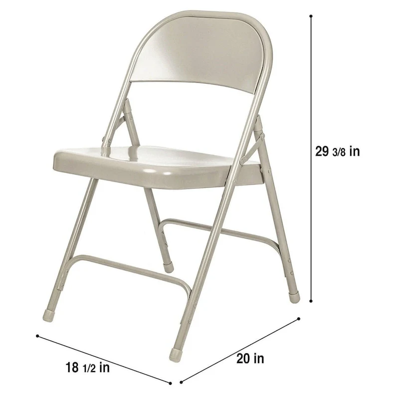 Hampden Furnishings Bernadine Collection Metal Round-Backed Folding Chair, Pack of 4