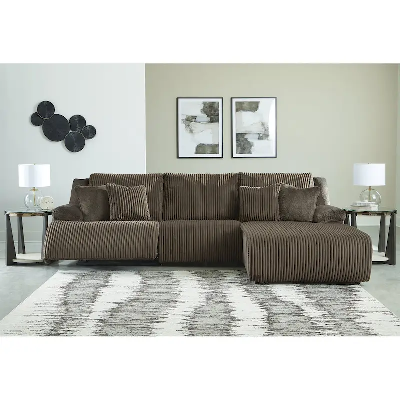 Corduroy Reclining Sectional Sofa with Chaise - 3-Piece Set
