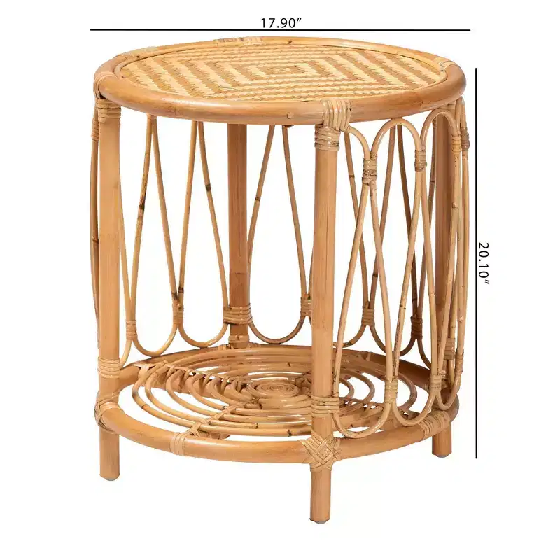 bali & pari Berilo Rattan End Table Light Honey