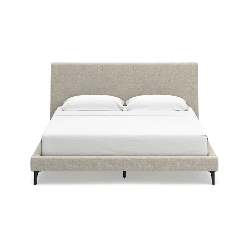 Light Gray King Upholstered Bed with Roll Slats