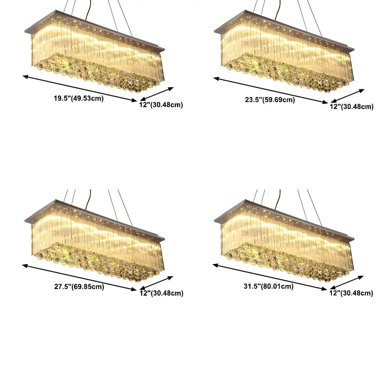 Luxurious Crystal LED Rectangular Pendant Light