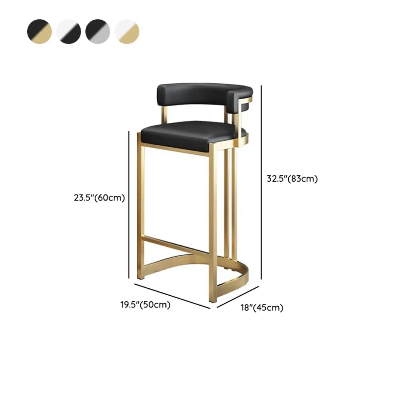 Lavish Metal Cushioned Gold Sled Bar Stool