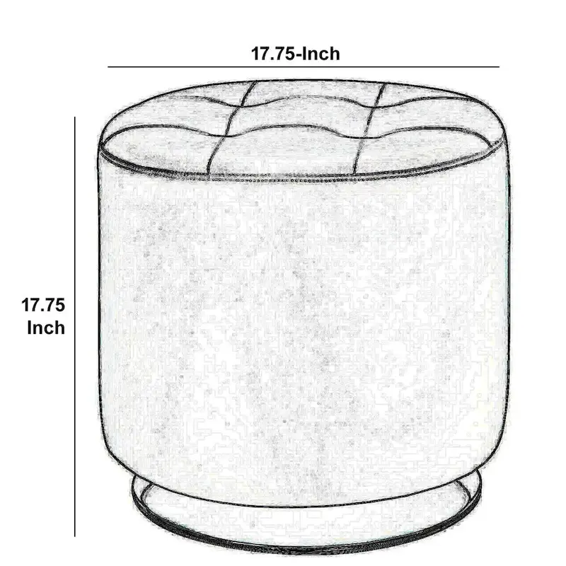 Round Leatherette Swivel Ottoman with Tufted Seat, Gray and Black