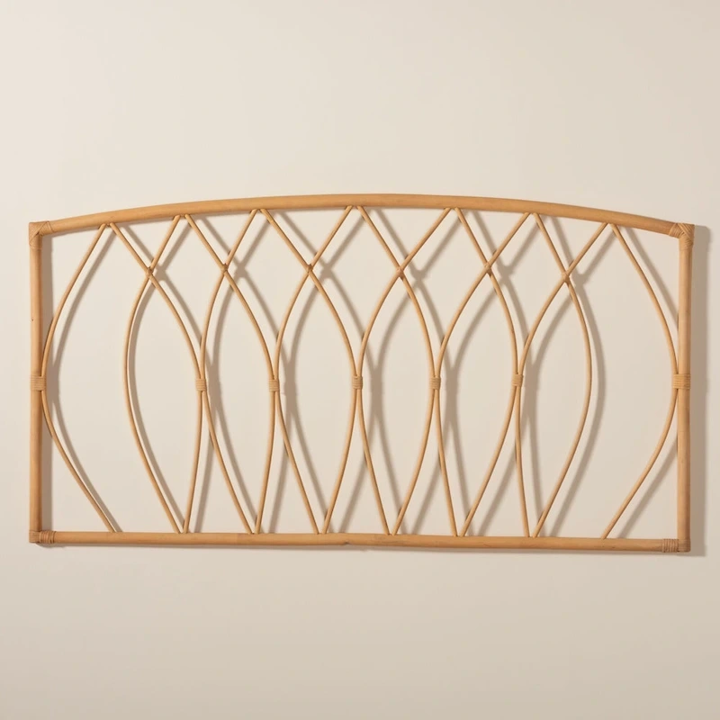Halia Modern Bohemian Natural Rattan Wall-mountable Headboard-Queen