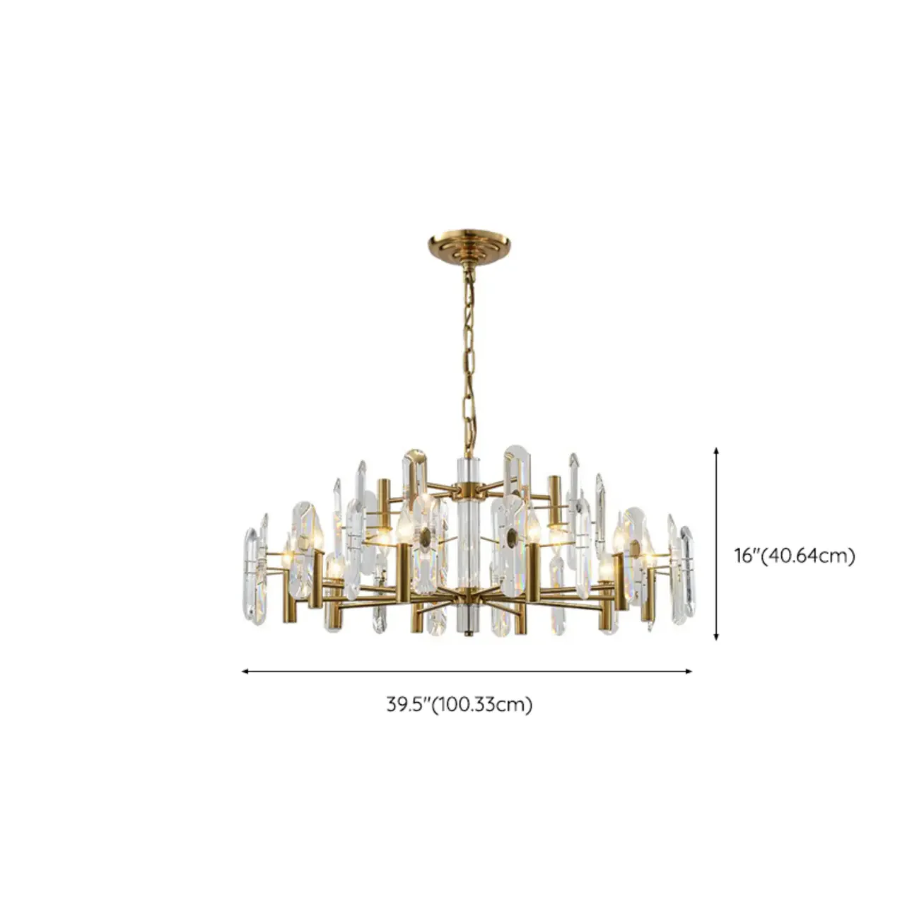 Geometric Gold Metal Clear Crystal Sputnik Chandelier