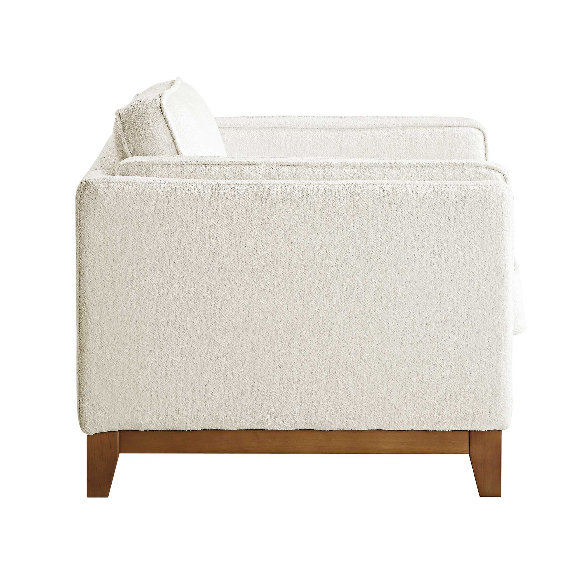 Beige Boucle Fabric Sofa, 1-Seater