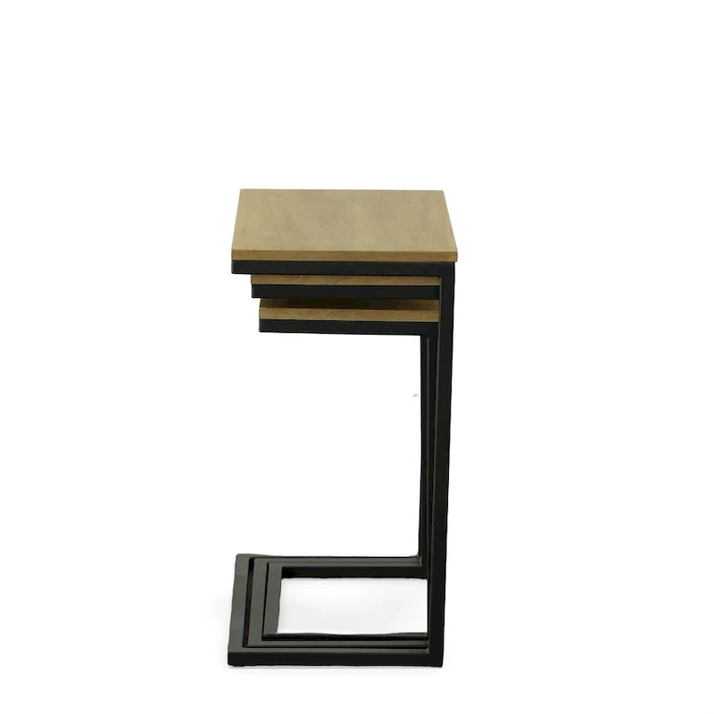 Black Metal Side Table with Slide-Under Base