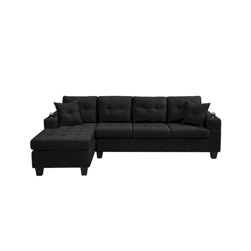 Living room sofa with convertible chaise longue