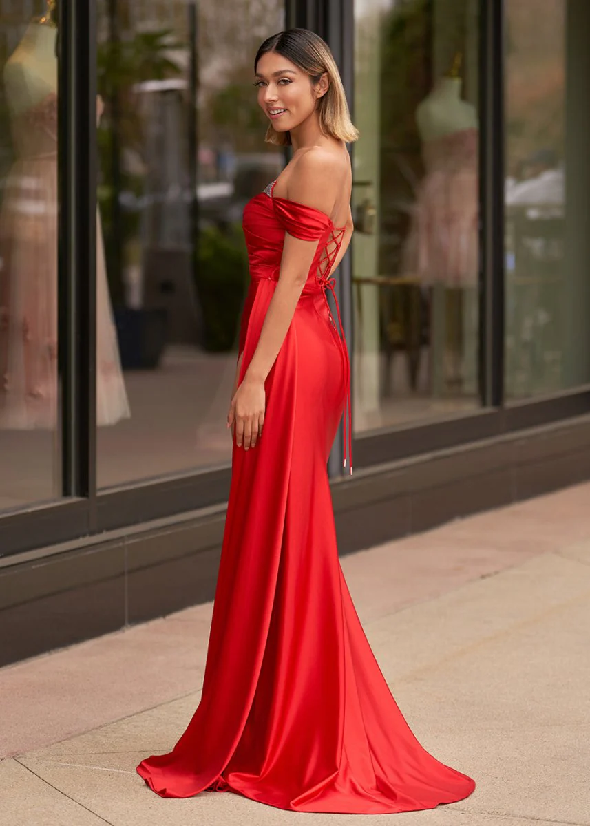 Mermaid Satin Long Prom Dress with Slit