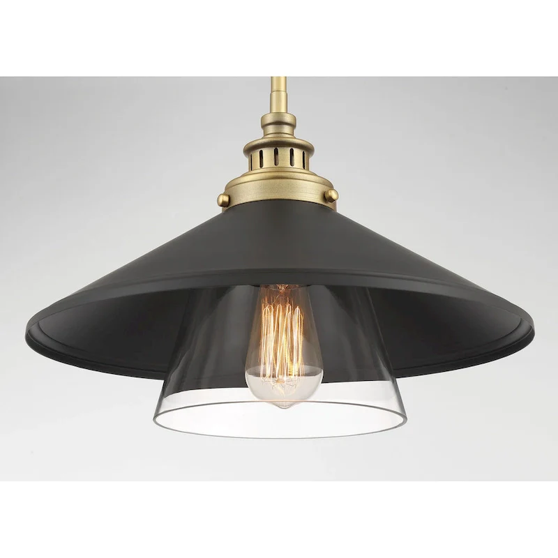 Minka Lavery Segan Coal And Soft Brass Pendant Light