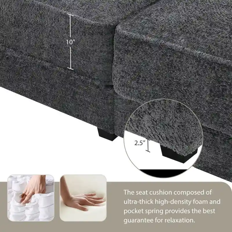 Combination Modular Convertible Sectional Sofa with Ottoman