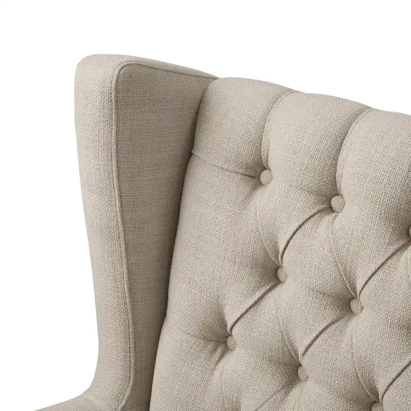 Linen Button Tufted Wing Chair