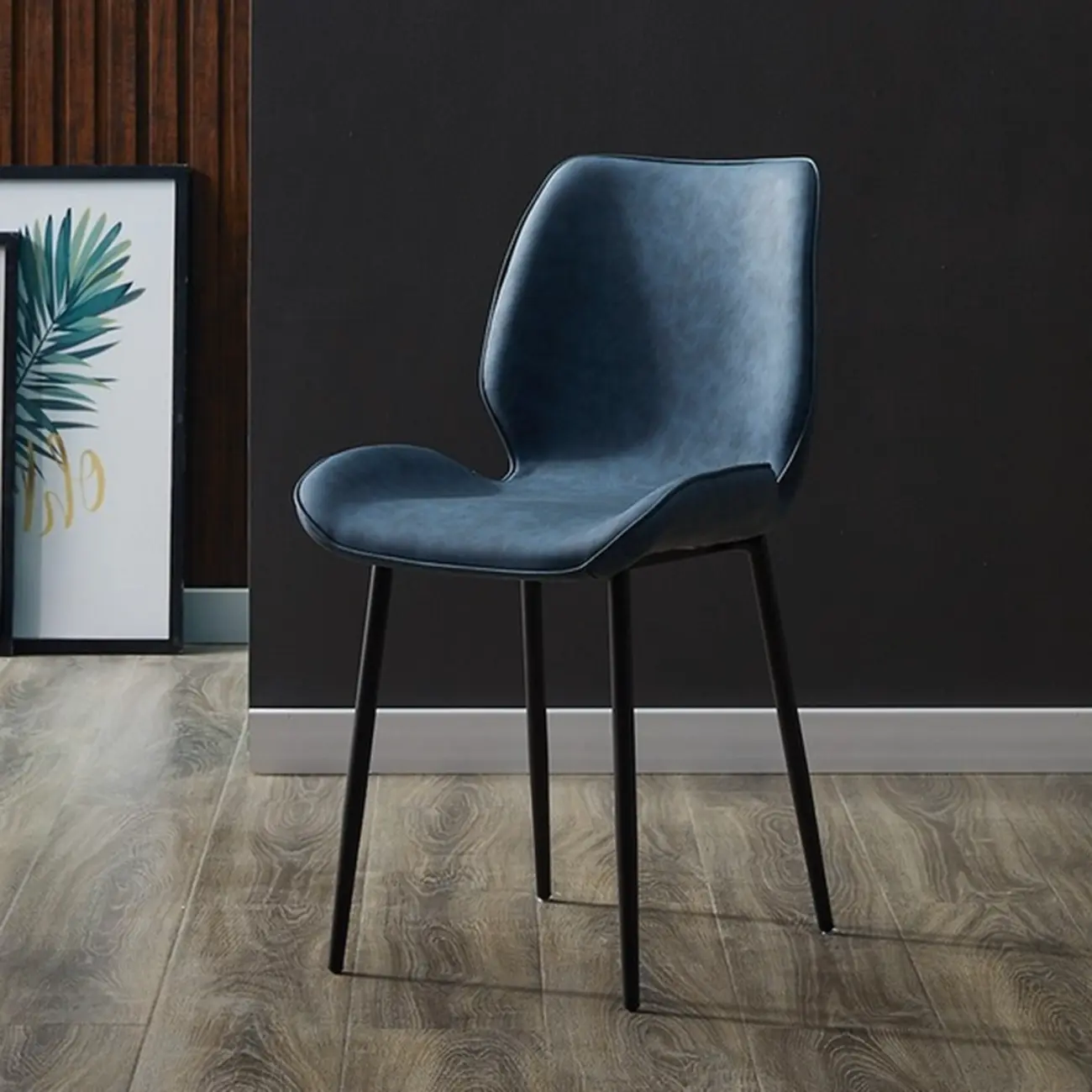 Modern Wingback Faux Leather Upholstered Metal Dining Chair